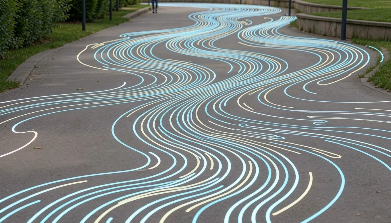 Flowing pathway lines representing steady and consistent walking movement